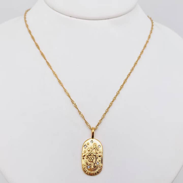 Mio Queena - Wholesale Pendant/Charm Necklace - Zodiac Design 18K Gold Plated 12 Constellation Necklace -FGS8