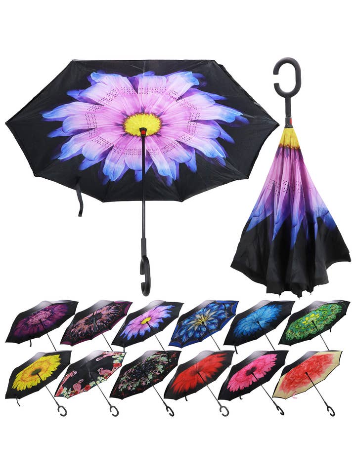 Paraguas de doble dosel con apertura manual inversa y plegado hacia afuera. para venta al por mayor de Cap Zone