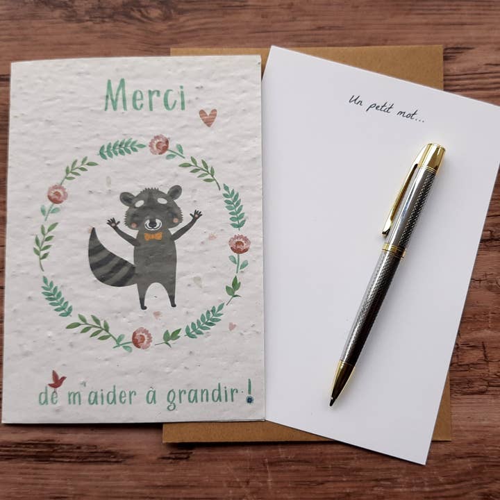Des Mots Qui Fleurissent - Wholesale Thank You Card - Map to plant - Thanks for helping me grow