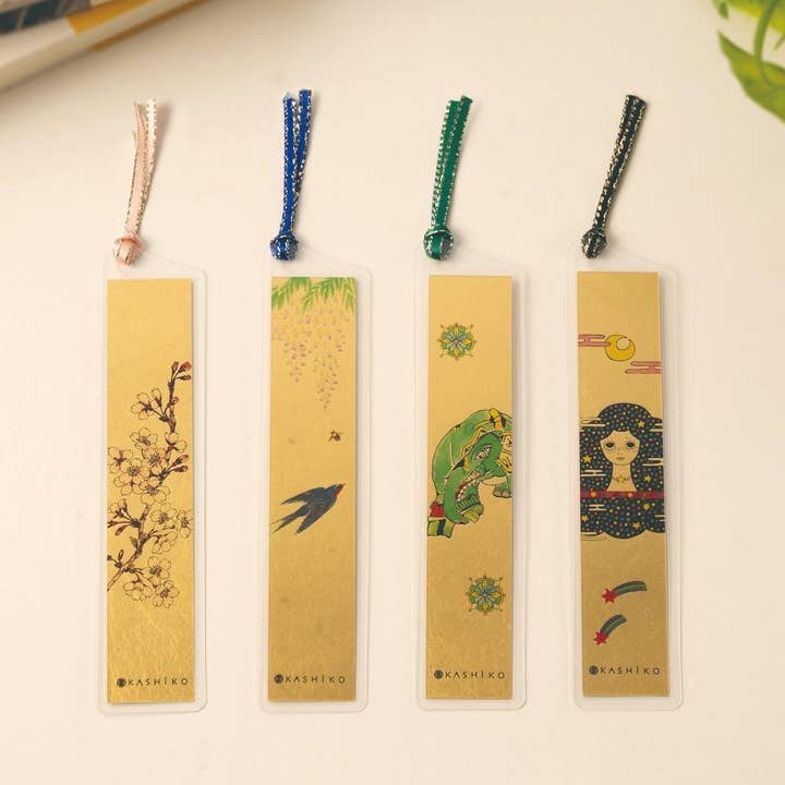 Marque-page en porcelaine Kutani à feuille d'or - Cadeau artisanal japonais pour la vente par 「FUNJI」In Japan