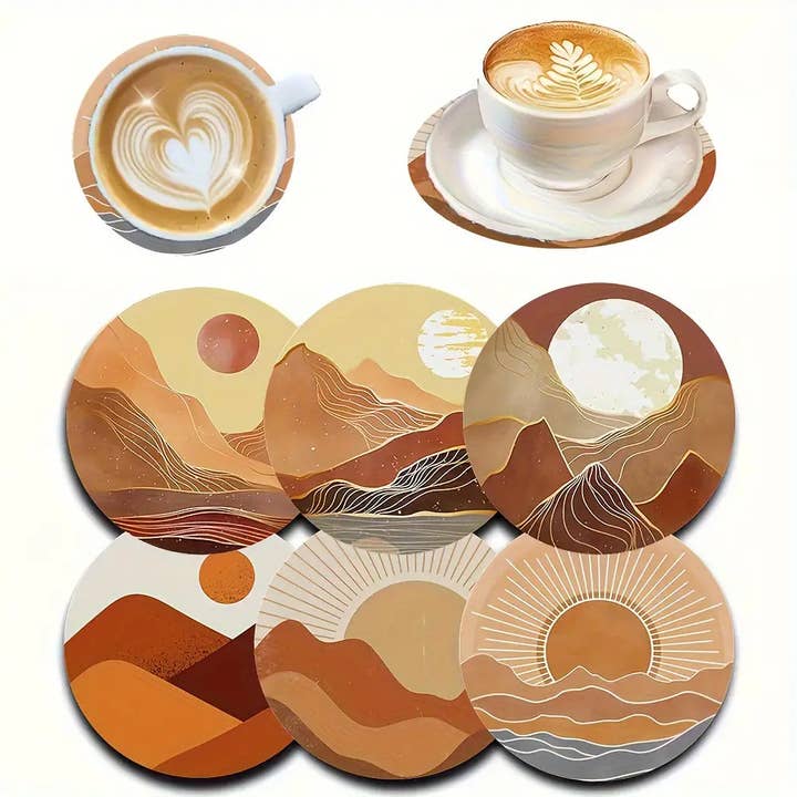 Huis Van Merken - Wholesale Coasters - 6pcs Set Bohemian Style Wood Coasters for Drinks2