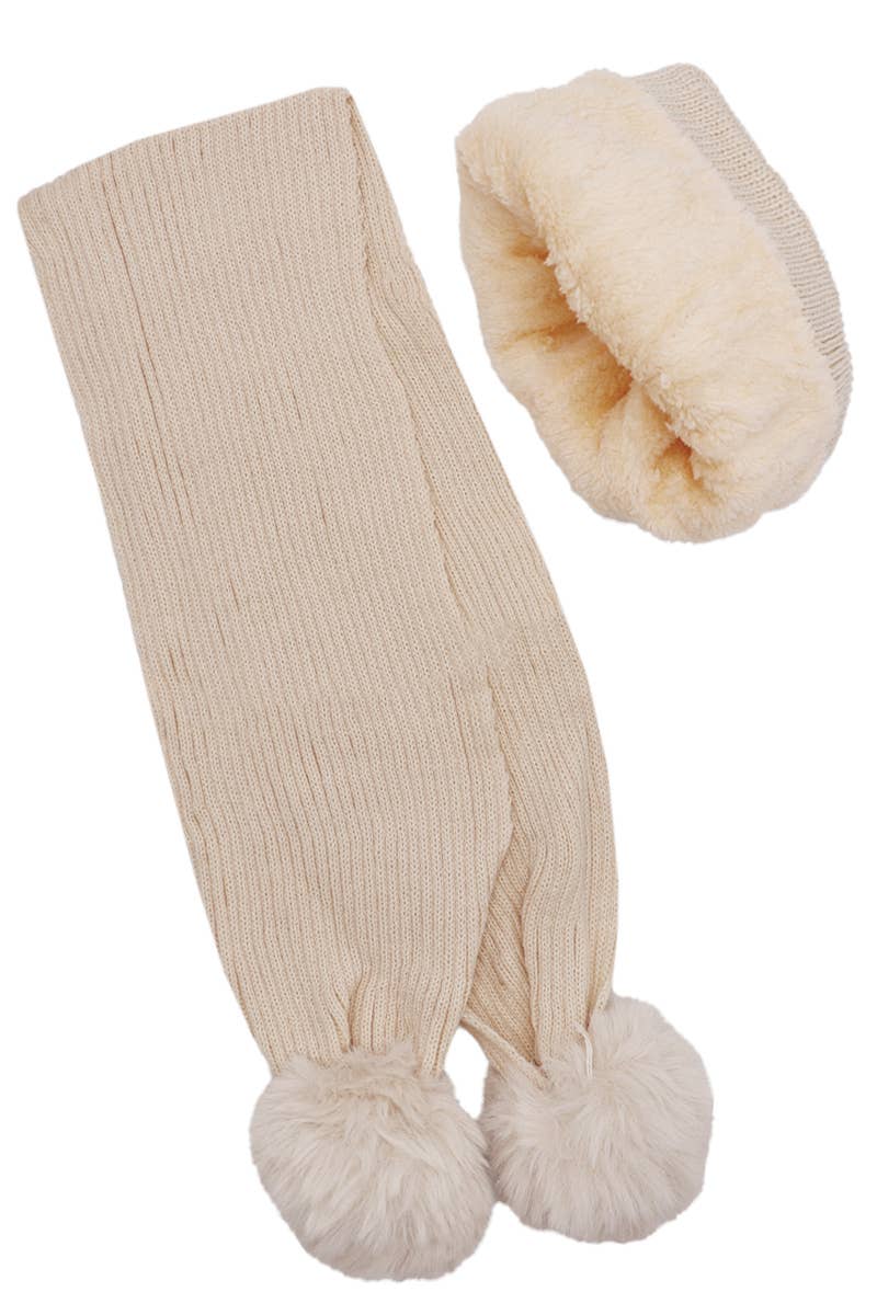 Cap Zone - Wholesale Beanie - Kids - Kids 2 Piece Kitty Cat Whiskers Pom Pom Beanie Scarf Set3