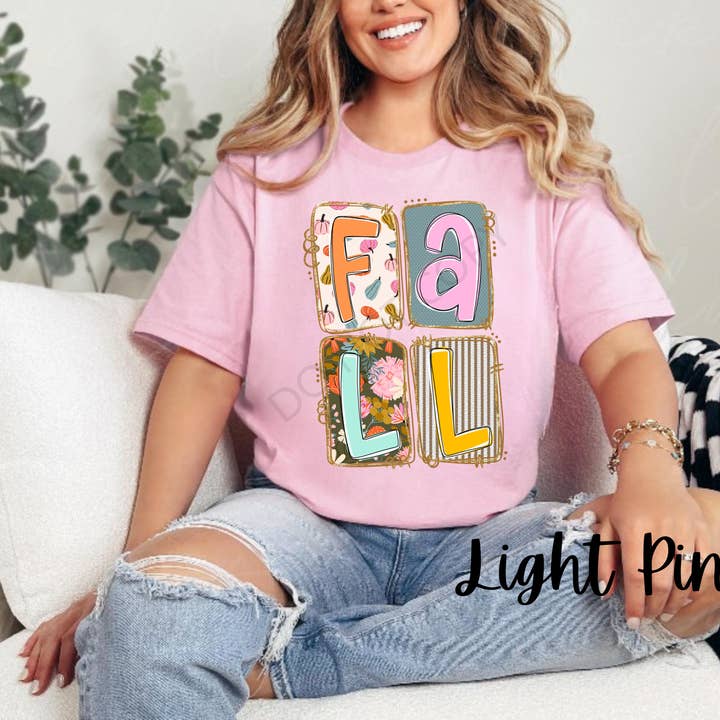 Texas Twisted Wholesale - Wholesale T-Shirt (Graphic) - Women's - 🍂 FALL Patch Tee | Colorful Autumn Graphic T-Shirt