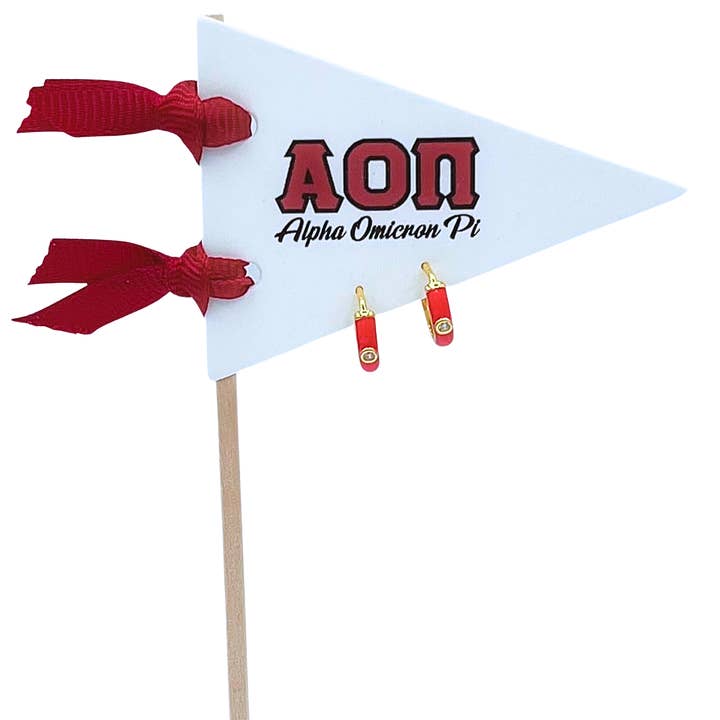 Color Shout - Vendita all'ingrosso Orecchini a cerchietto - Orecchini a cerchio colorati Sorority su bandiera a pennone con lettere greche9