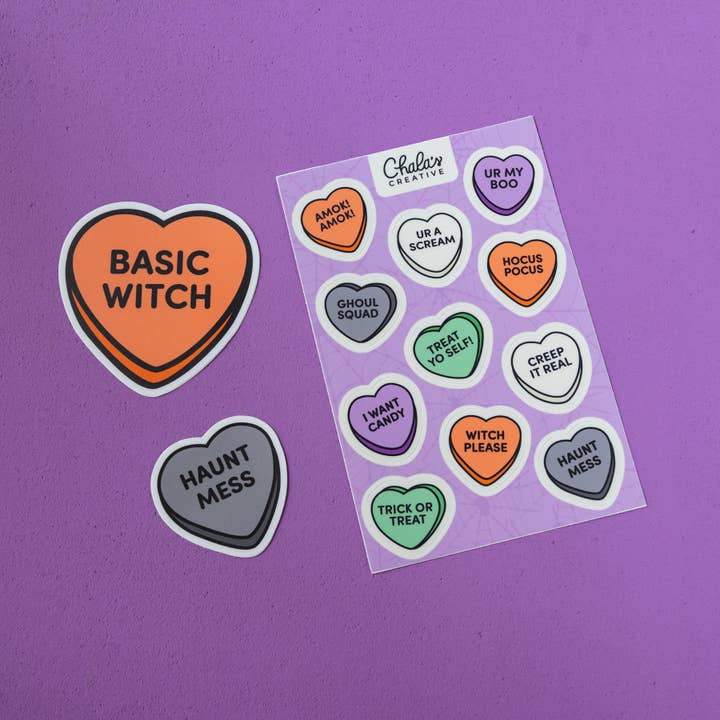 Chala's Creative – Engroshandel Klistermærke – Halloween samtale hjerte slik klistermærker2