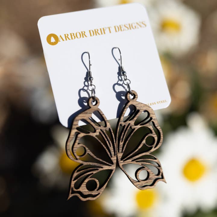 Lepidoptera Enchantment Dangle Earrings for wholesale by Arbor Drift Designs