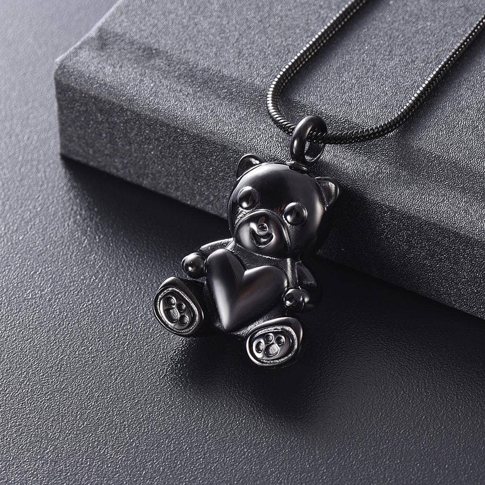Cherished Emblems - Wholesale Pendant/Charm Necklace - Cute Teddy Bear With Heart Cremation Urn Necklace22