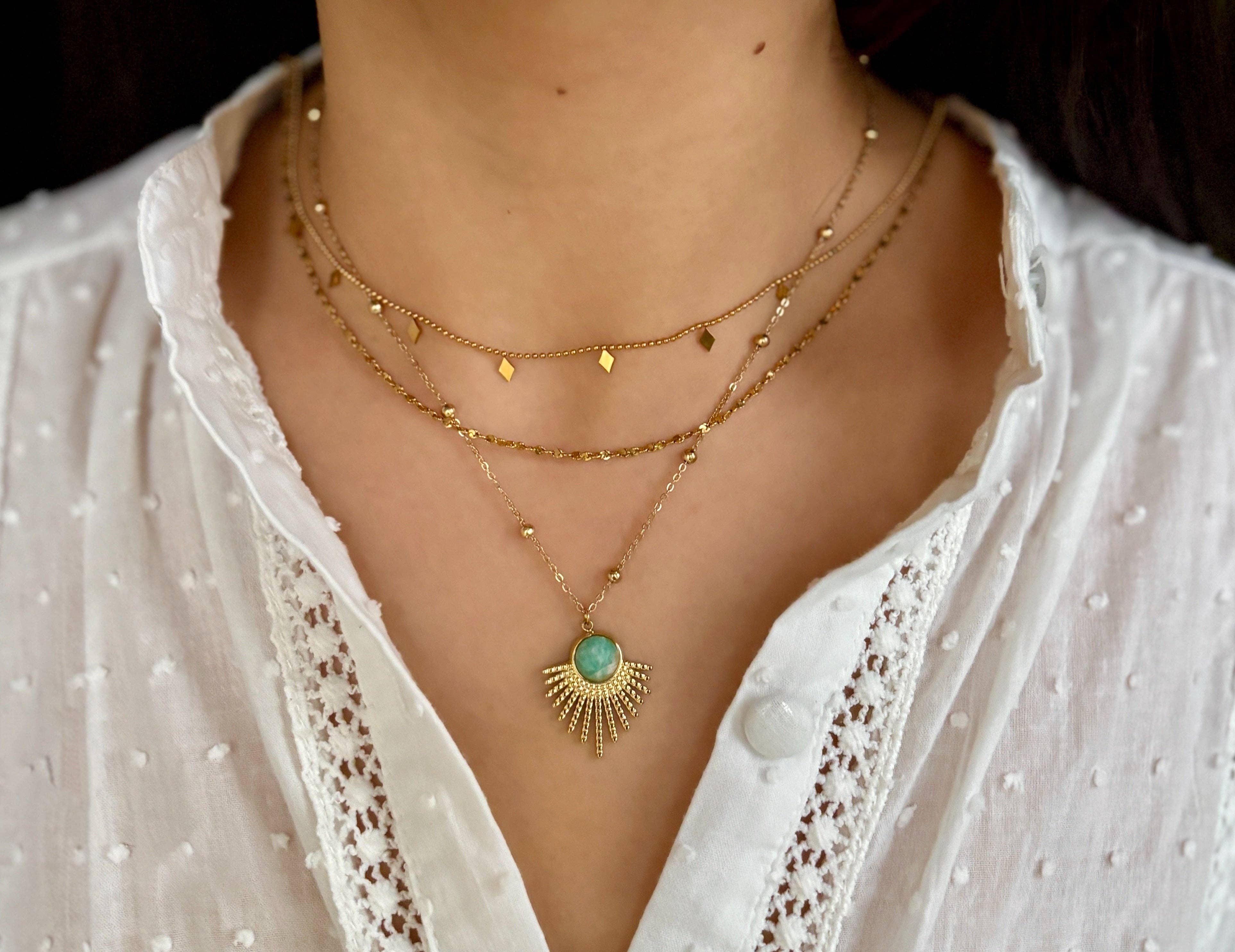 Ocean Ripples – wholesale Link & chain necklace – 18ct Gold Plated Double Chain Necklace  3