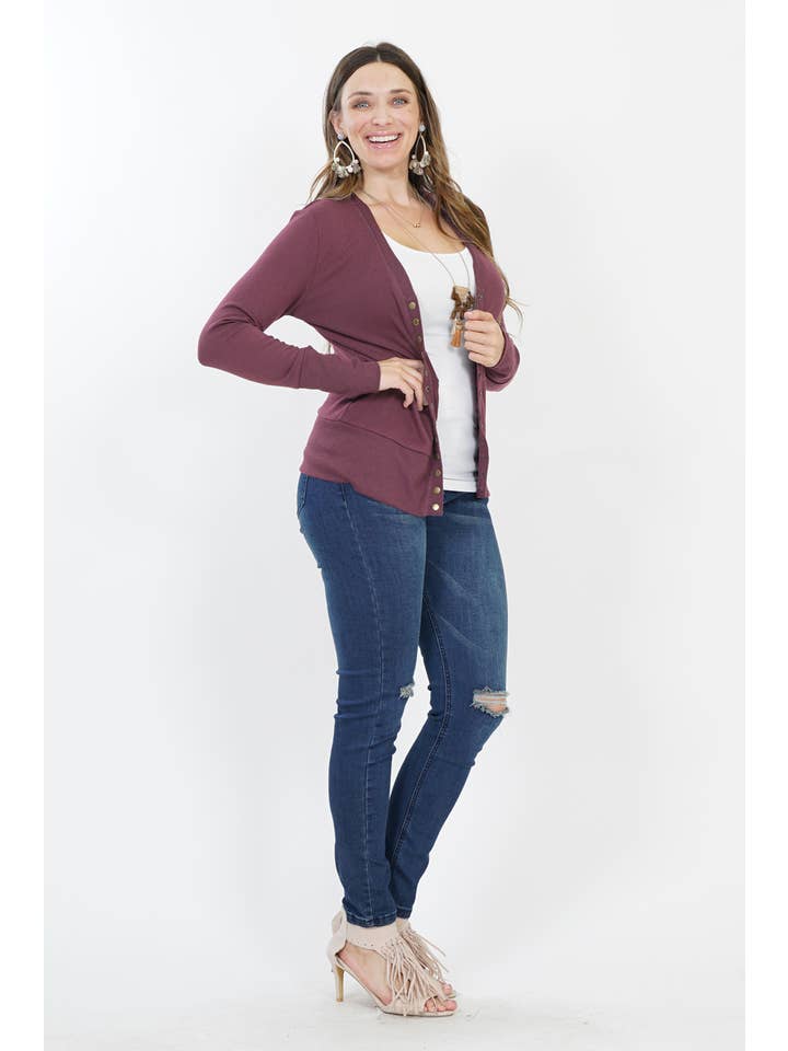 42POPS - Wholesale Cardigan - Women's - '.Plus size Snap button Cardigan As Shown