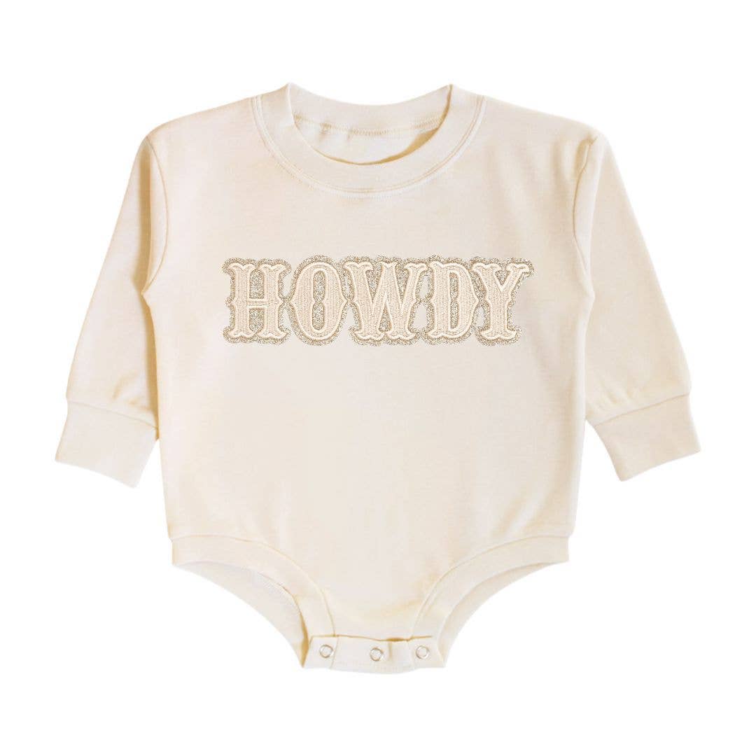 Sweet Wink - Wholesale Bodysuit (Non-Footed) - Baby - Howdy Patch Long Sleeve Romper - Western Apparel - Baby0