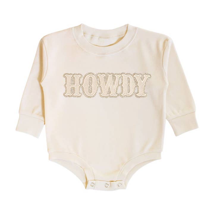 Sweet Wink - Wholesale Bodysuit (Non-Footed) - Baby - Howdy Patch Long Sleeve Romper - Western Apparel - Baby0