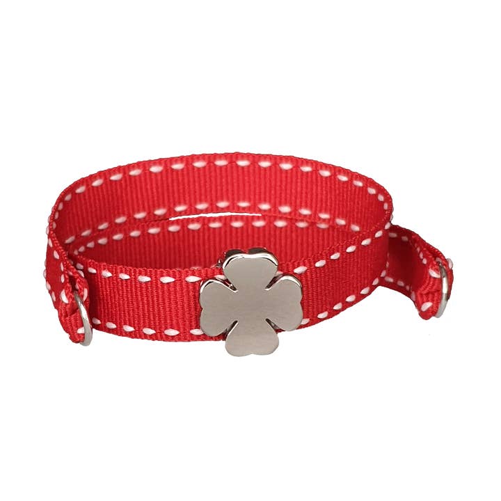 BRACELET TRÈFLE À QUATRE FEUILLES EN PALLADIUM ROUGE pour la vente par Smartever Srl