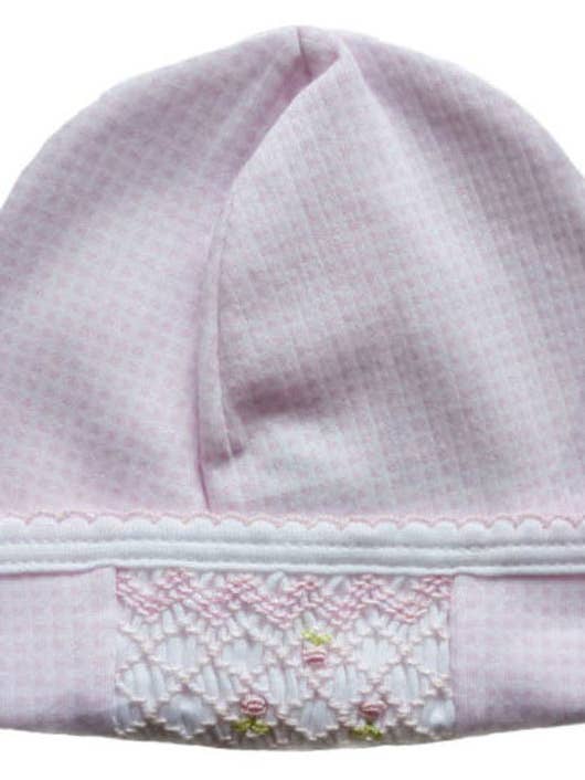 Pink Check Smocked Hat for wholesale by Baby Threads