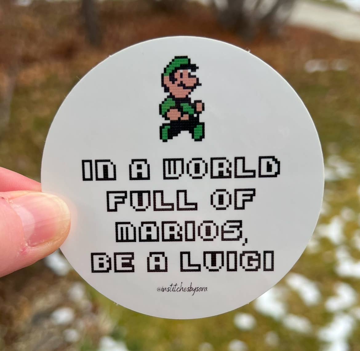 In Stitches by Sara – Großhandel Aufkleber – Sei ein Luigi Aufkleber | Von Mario Brothers inspirierter Aufkleber1