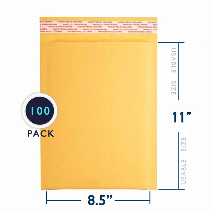 IPACKNOW INC - Wholesale Envelopes - 100 PC (8.5 x 12) Kraft Bubble Mailers #2