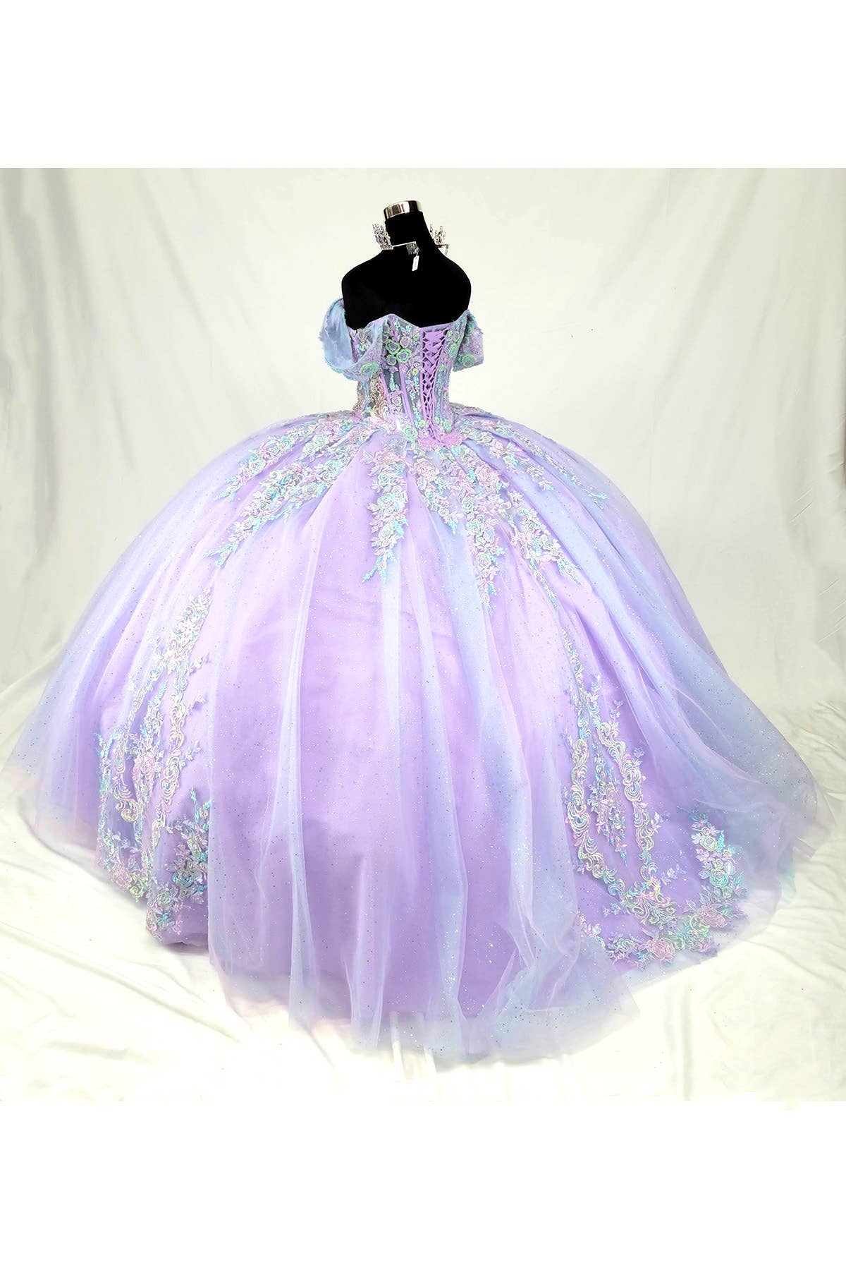 Lilac Off the Shoulder Quinceanera Dress With Flowers CHF3115 for wholesale on Faire3