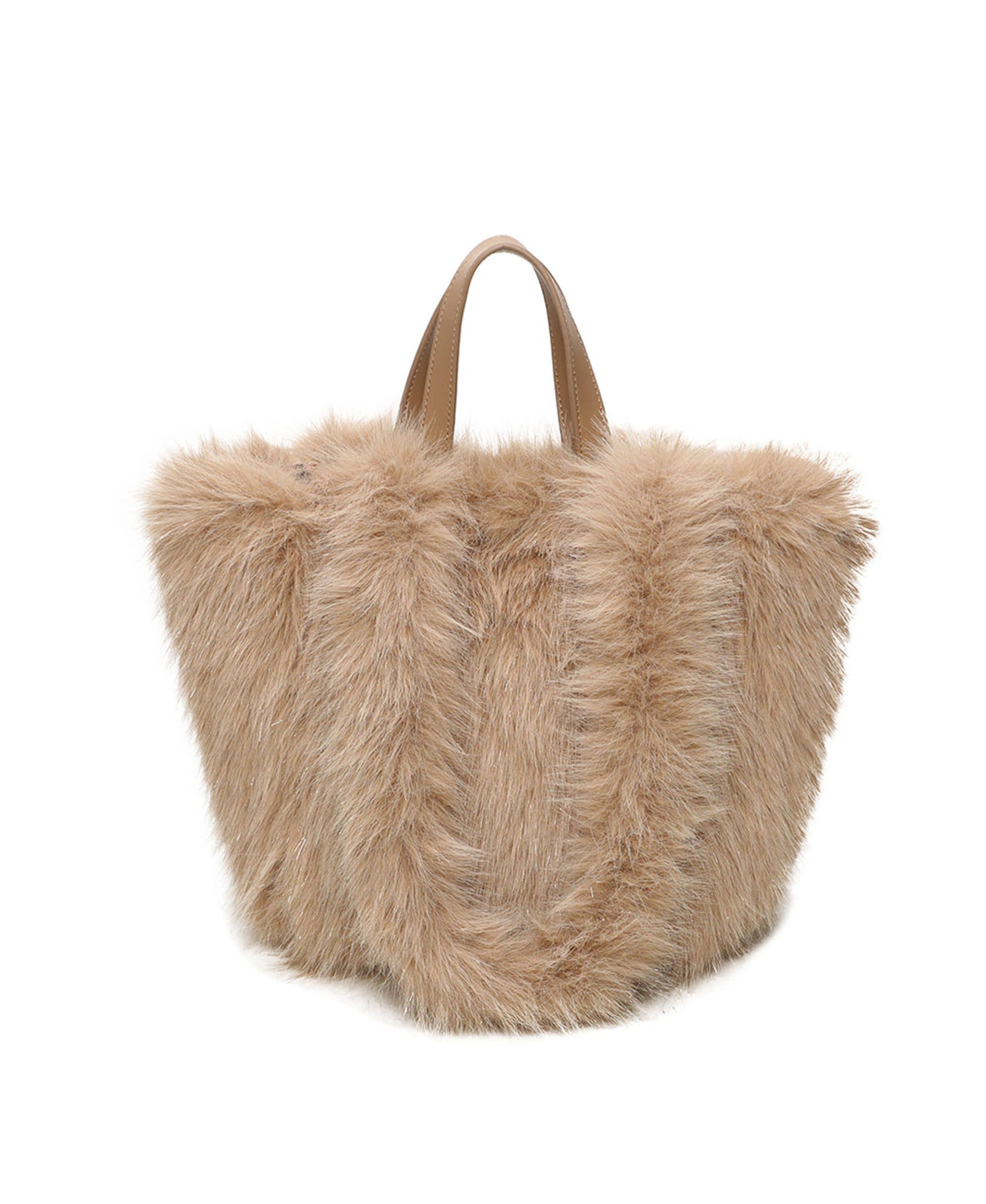 Ellas Trading – wholesale Bärkasse - Dam – Vändbar axelväska i leopardmönstrad fuskpäls med glitter0