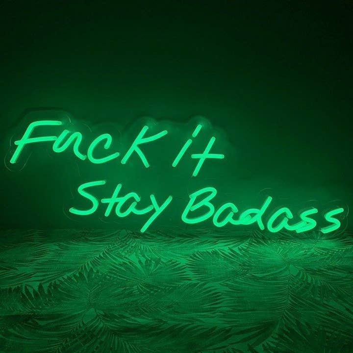 Targa fluorescente Fuck it Stay Badass per la vendita all'ingrosso da parte di Aoos Custom