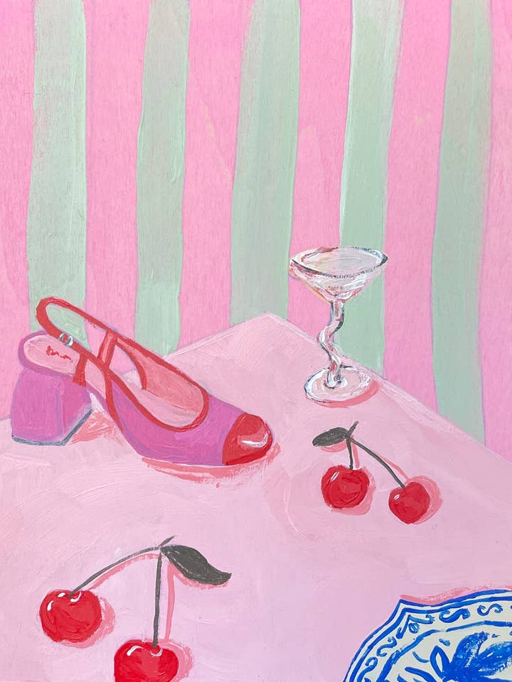 Cherries & Silk Scarf (Print) for wholesale by okay leni