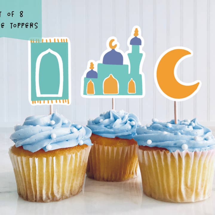 Erum Khalili - Wholesale Cake/Cupcake Topper - Set of 8 Ramadan and Eid Cupcake Toppers1