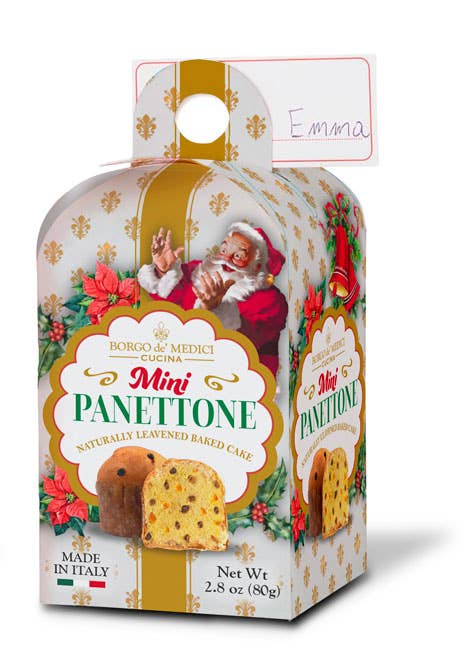 BORGO DE MEDICI USA – Preparado de bolo por atacado – 80g Mini Panettone “Caixa de suporte de lugar” Bandeja pronta para prateleira (12 p2