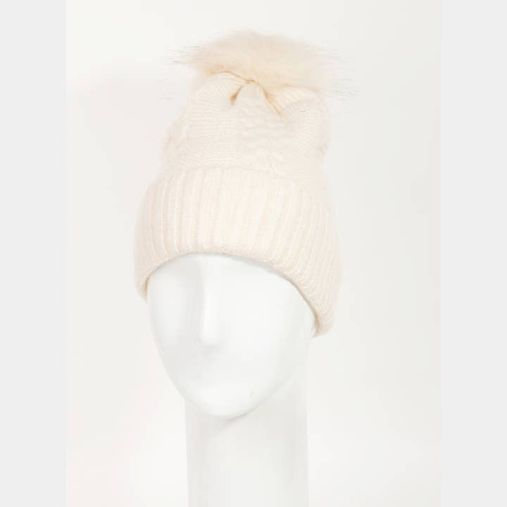 Collections by Fame Accessories - Wholesale Beanie - Women's - Crochet Knit Pompom Beanie3