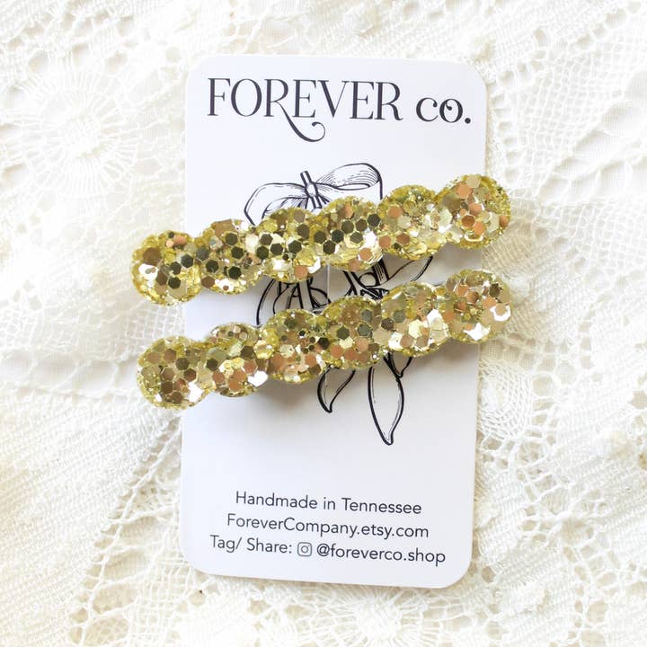 Fermagli per Capelli a Conchiglia Jumbo: Glitter Oro Vintage per la vendita all'ingrosso da parte di Forever Company