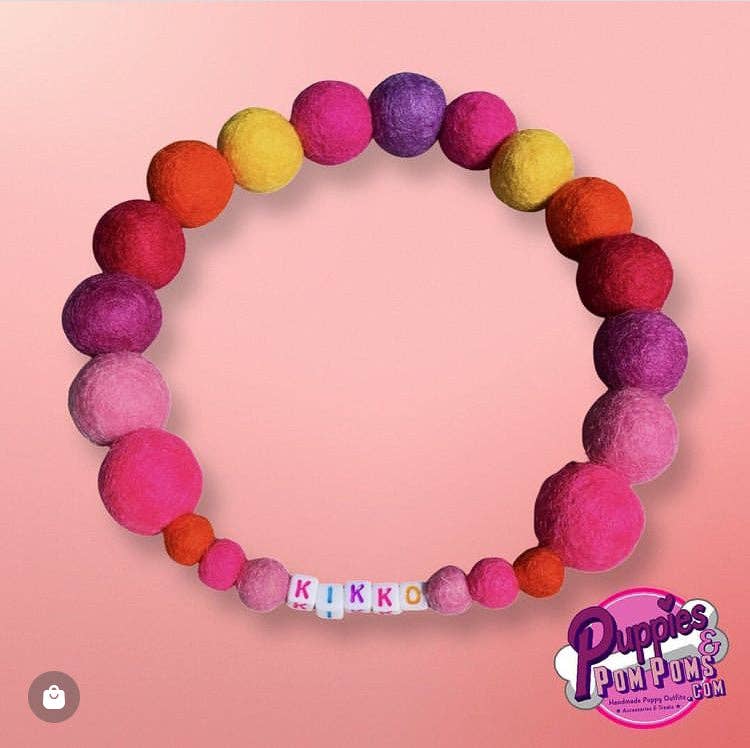 Puppies & Pom Poms - Wholesale Pet Collar - Dog - Pink - Personalised Pom Pom Dog Collar39
