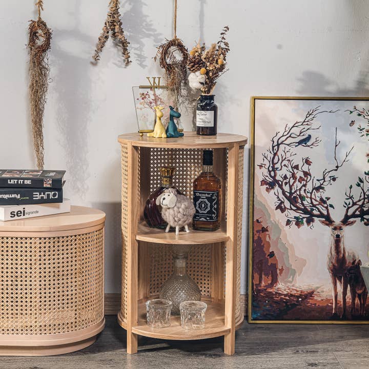 Nordlys - Wholesale Side Table - ALTA 2-Storage Natural Wood and Rattan Nightstand1