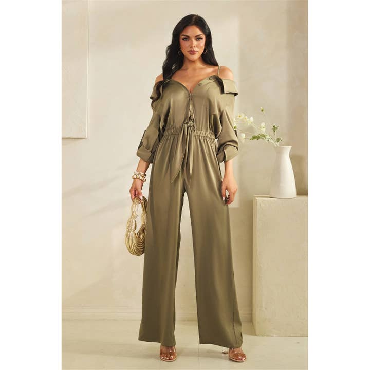 MONO DE SATÉN SÓLIDO CON HOMBROS DESCUBIERTOS para venta al por mayor de The Sang