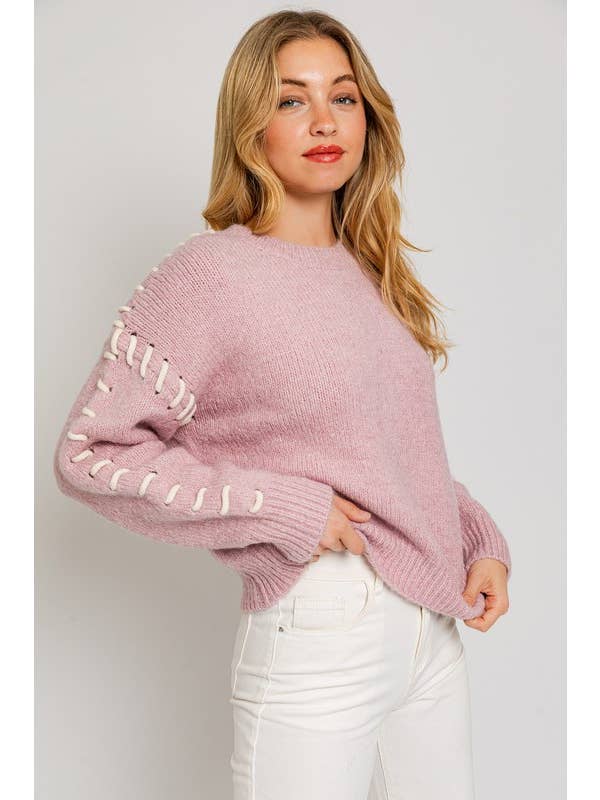 LE LIS - Wholesale Knit Sweater - Women's - STITCH DETAIL SWEATER TOP39