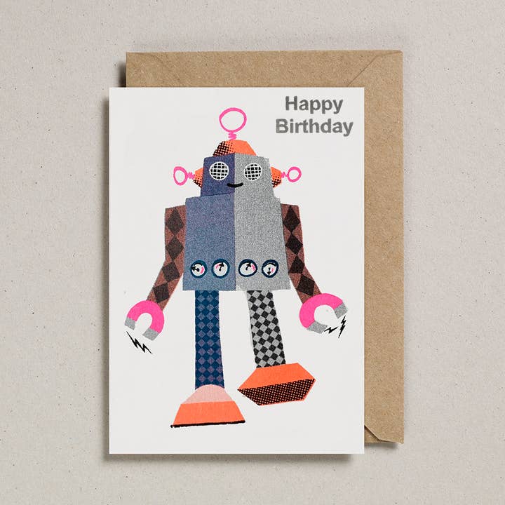 Petra Boase Ltd - Wholesale Everyday Greeting Card - Robot Cards (Pack of 6) - Stomp