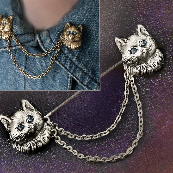 Gemelos Gatitos Broche Vintage P680 para venta al por mayor de Sweet Romance Jewelry