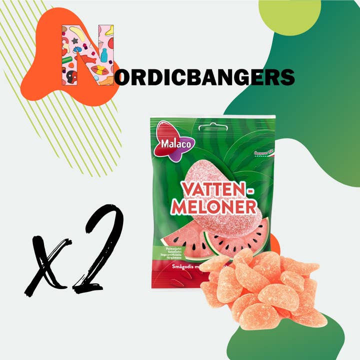 Nordicbangers - Swedish Candy Supply - Vente Bonbons gélifiés - Boîte de bonbons Malaco Saveur pastèque acidulée 90 g
