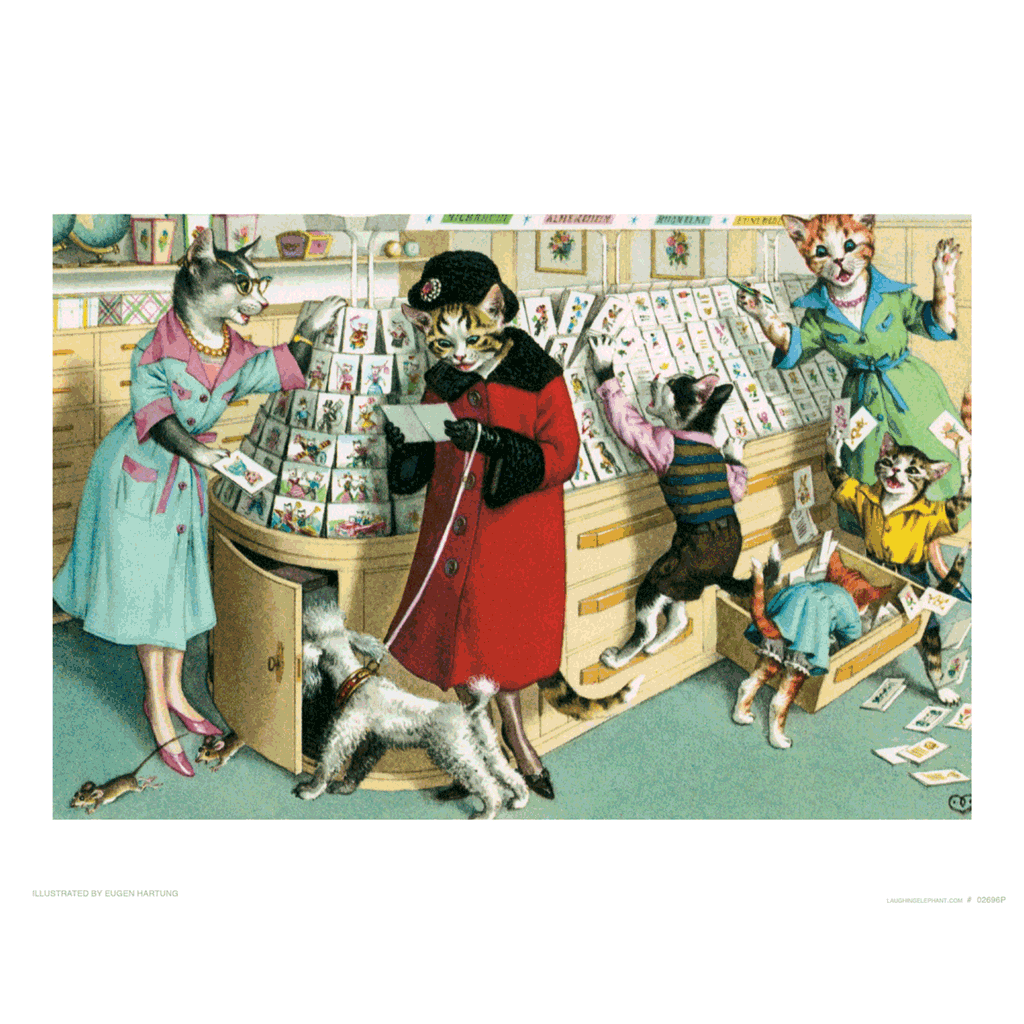 Laughing Elephant – wholesale Art print – Card Buying in Chaos - Captivating Cats Art Print1