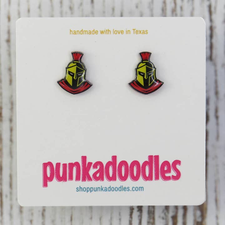 Spartans | Trojans | Gladiator Mascot Earrings for wholesale by Punkadoodles.co