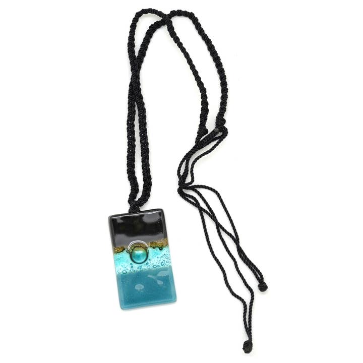Dunitz & Company - Wholesale Pendant/Charm Necklace - Rectangle Glass Pendant Necklace - Handmade1
