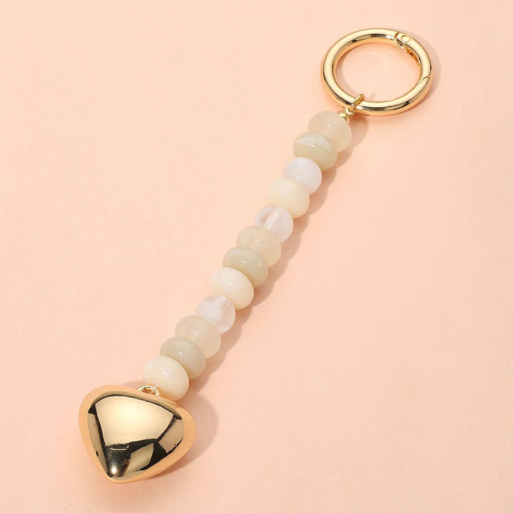 Sensibling Corp. - Wholesale Keychain - Women's - Metal Heart Tip Pointed Colorful Resin Round Beaded Bag Charm / Keychain1