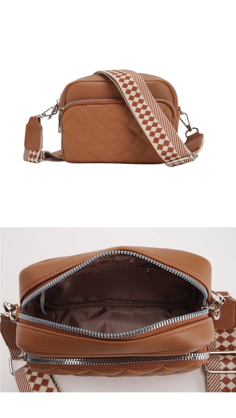 Superbia – wholesale Crossbody bag – Women's – Small Double Zipper Quilted Cross Body Shoulder Canvas Strap8