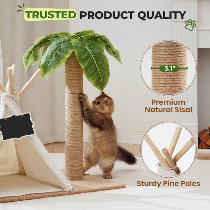 Robud & Mewoofun Official Store - Vendita all'ingrosso Tiragraffi - Gatti - Tiragraffi per gatti e albero per gatti a forma di teepee con palo in sisal per interni