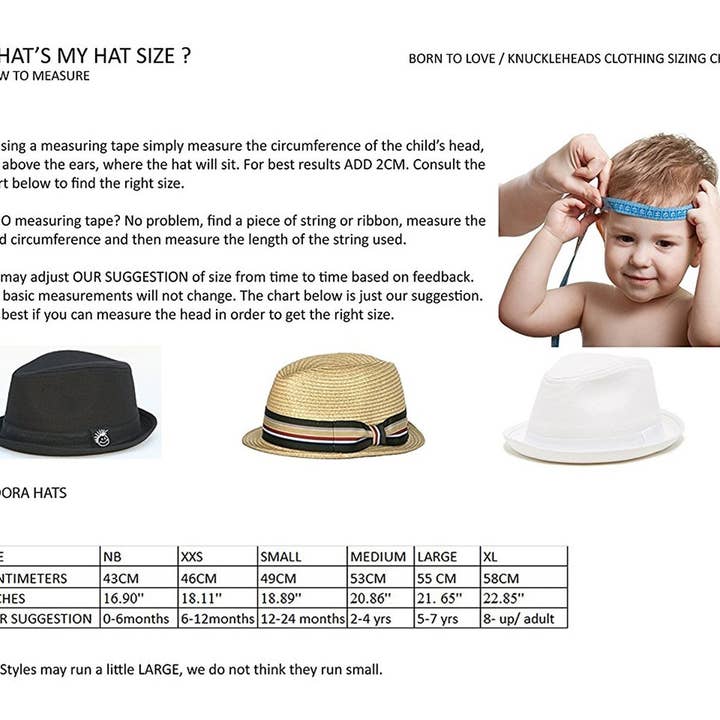 Born To Love - Venta al por mayor Sombrero - Niños - Fedora de espiguilla3