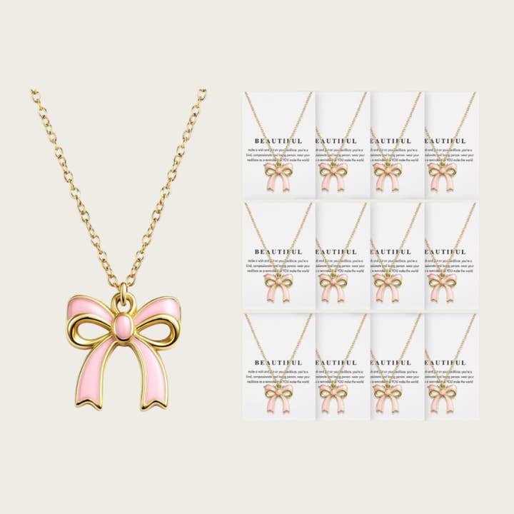 Collar con colgante de lazo rosa para venta al por mayor de Ella Blue