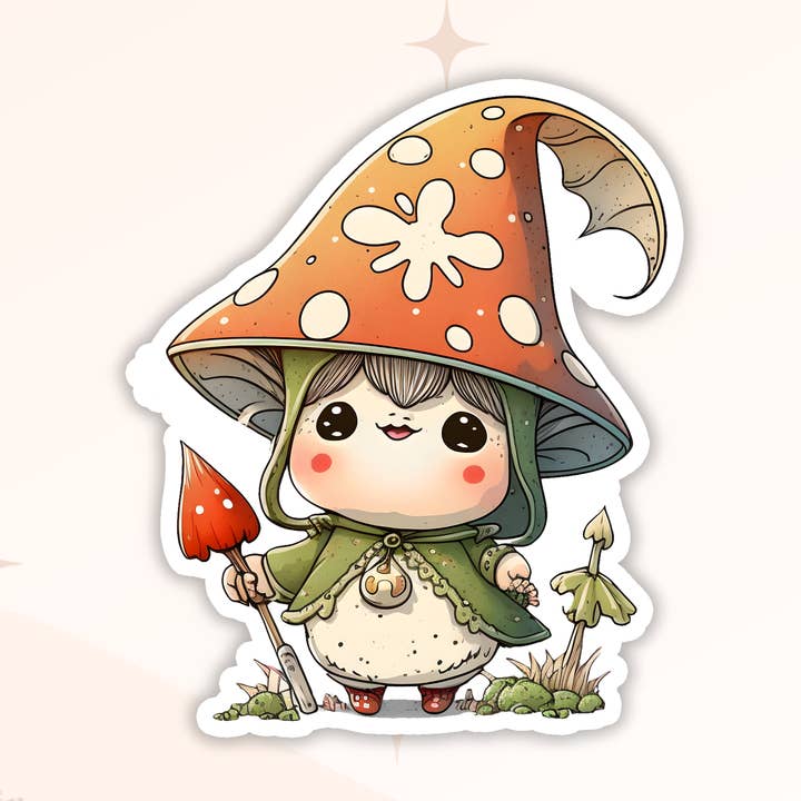 Autocollant mignon en forme de champignon pour fille - Cottage core - Champignons pour la vente par Big Chair Dreams