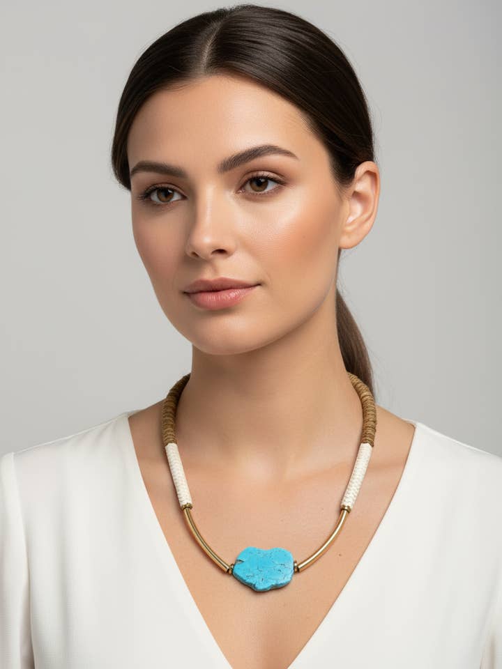 HIL09 - turquoise cream and light coconut for wholesale by Gist Jewellery
