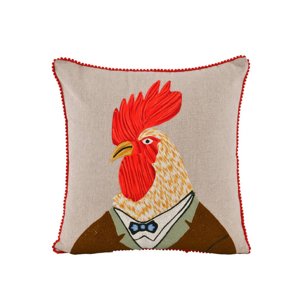 Karma Living - Wholesale Throw/Decorative Pillow - 2ABCC433_NTRD - Set/2 CHICKEN CORDUROY PILLOW  18x18"1
