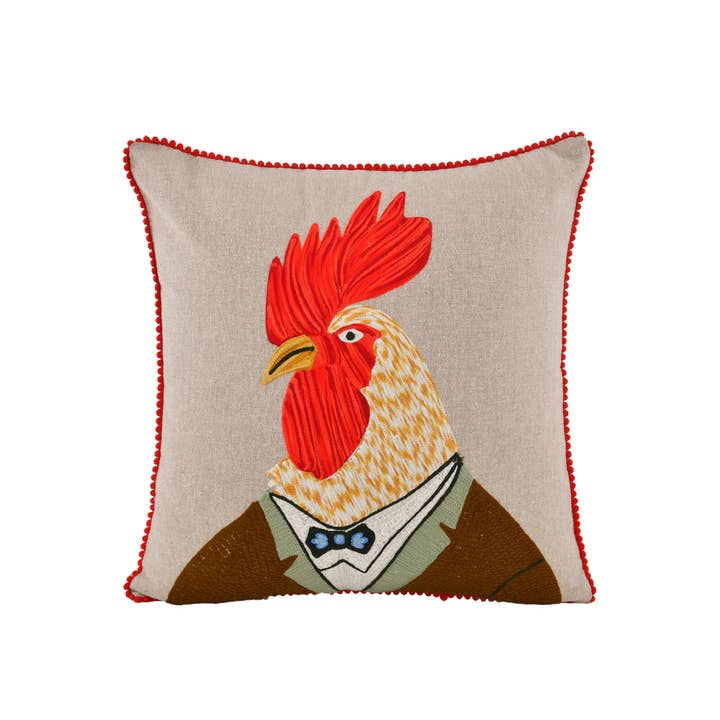 Karma Living - Wholesale Throw/Decorative Pillow - 2ABCC433_NTRD - Set/2 CHICKEN CORDUROY PILLOW 18x18"1