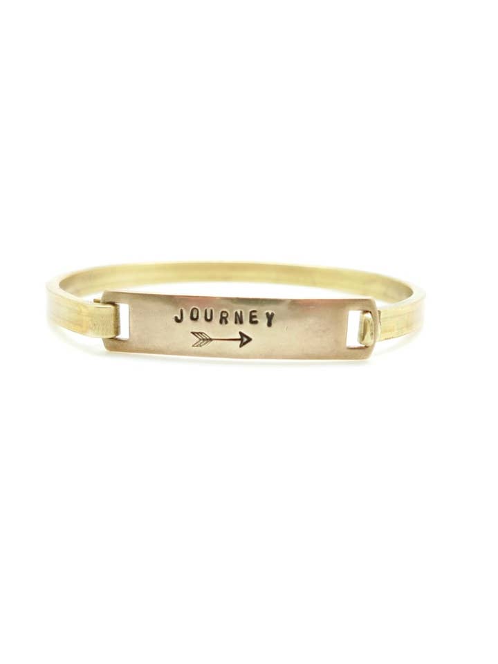 "Journey" Stamped Clip-Cuff Brass Bracelet for wholesale by Stone Cooper
