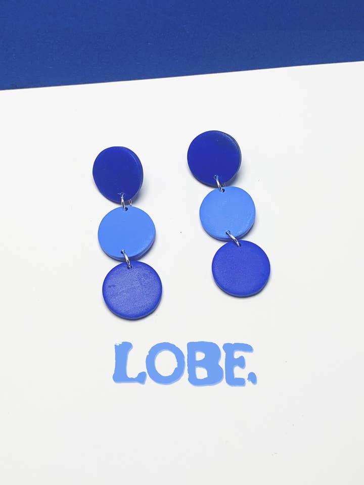 Trio Tonal Blue Simple Earring for wholesale by LOBE DESIGNZ