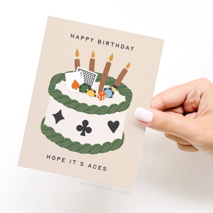 Onderkast Studio - Wholesale Birthday Card - Aces Poker Birthday Greeting Card