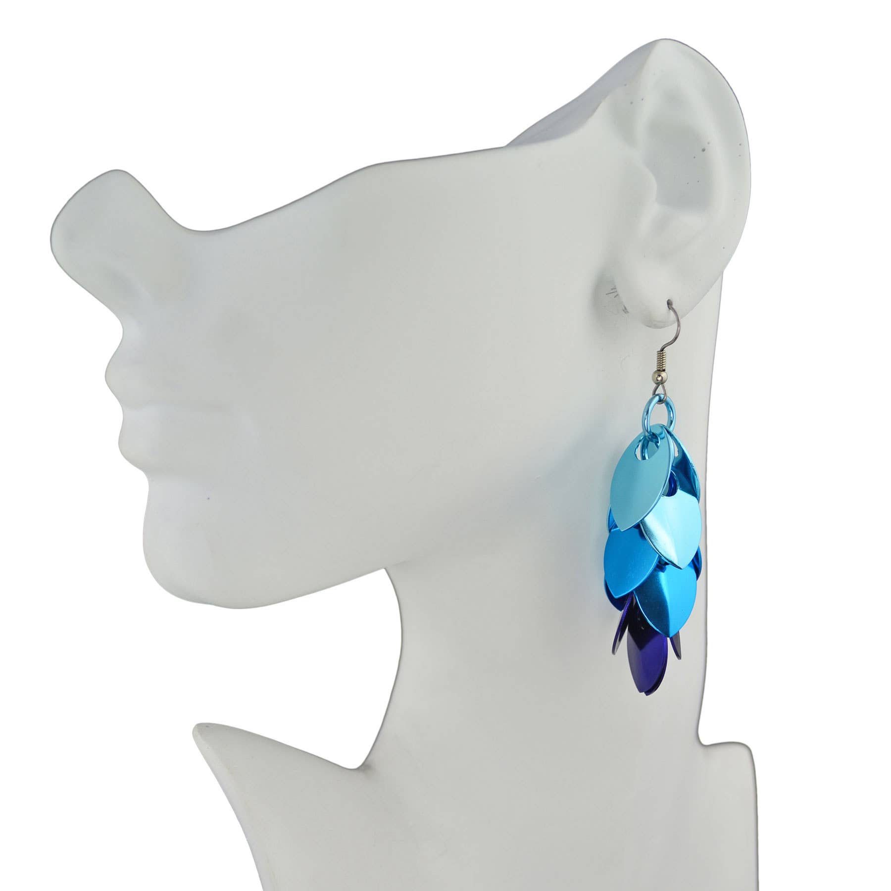 Rebeca Mojica Jewelry - Wholesale Dangle Earrings - Cascading Feathered Long Earrings - Chicago Blues1